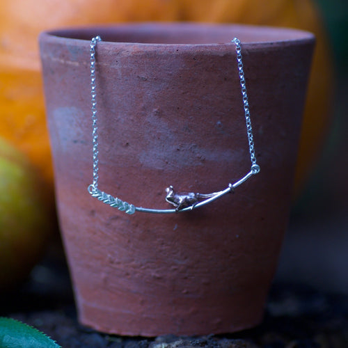 Kinetic Harvest Mouse and Wheat Necklace