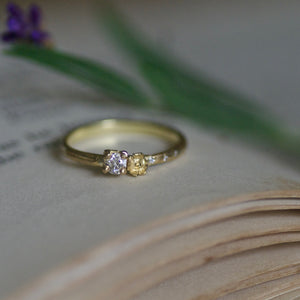 Gold Diamond Flower Twig Ring