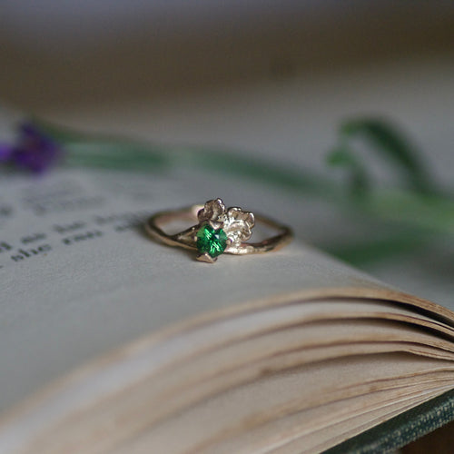 Gold Tourmaline Oak Leaf Ring