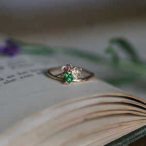 Gold Tourmaline Oak Leaf Ring