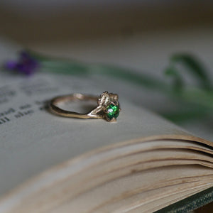 Gold Tourmaline Oak Leaf Ring