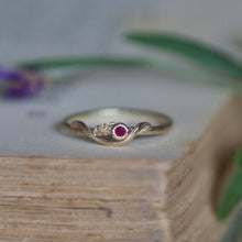 Ruby and Leaf Vine Gold Ring