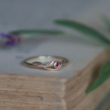Ruby and Leaf Vine Gold Ring