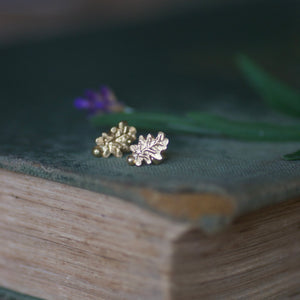 18ct Gold Oak Leaf Stud Earrings