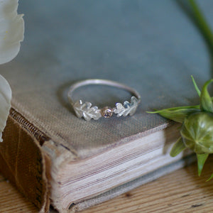 Oak Leaf Diamond Silver and Gold Ring