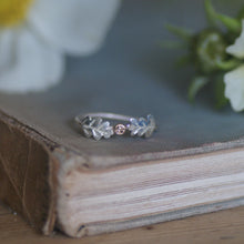 Oak Leaf Diamond Silver and Gold Ring