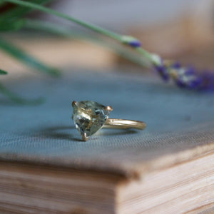 Green Amethyst Trillion Ring