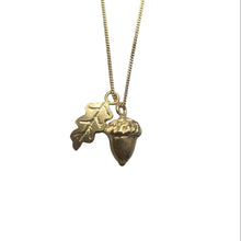 Tiny Acorn and Gold Oak Leaf Necklace