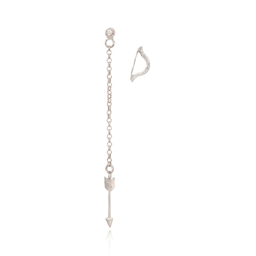 Bow and Arrow Asymmetric Diamond Earrings