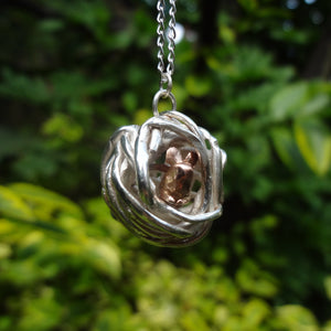Silver and Rose Gold Nesting Field Mouse Necklace