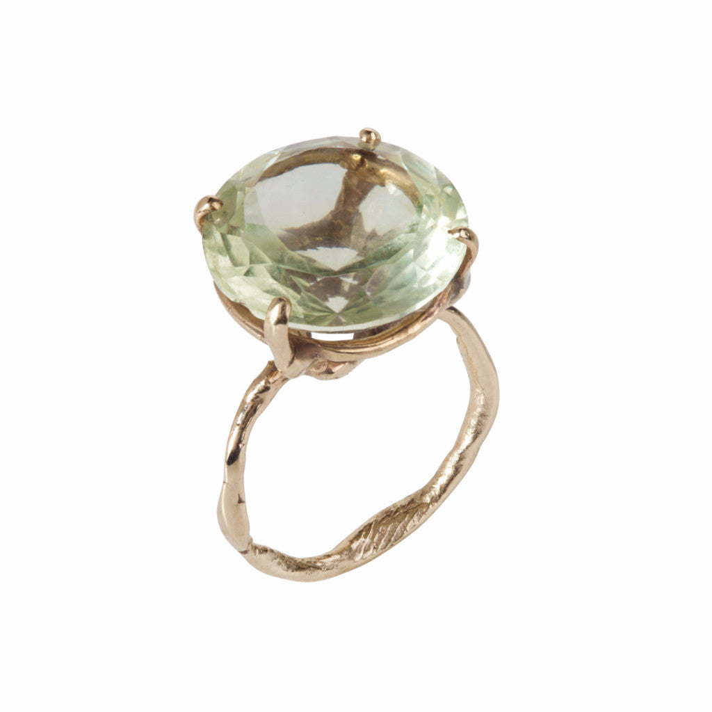 Green Amethyst 9ct Gold Ring