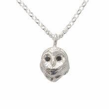 Barn Owl Necklace with Black Diamonds