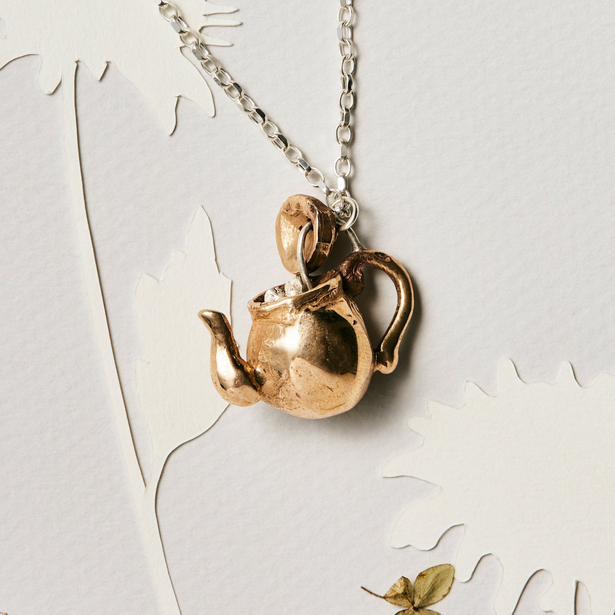 Teapot necklace silver online