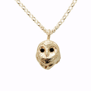 Barn Owl Necklace with Black Diamonds
