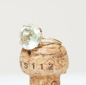Green Amethyst 9ct Gold Ring