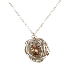 Silver and Rose Gold Nesting Field Mouse Necklace