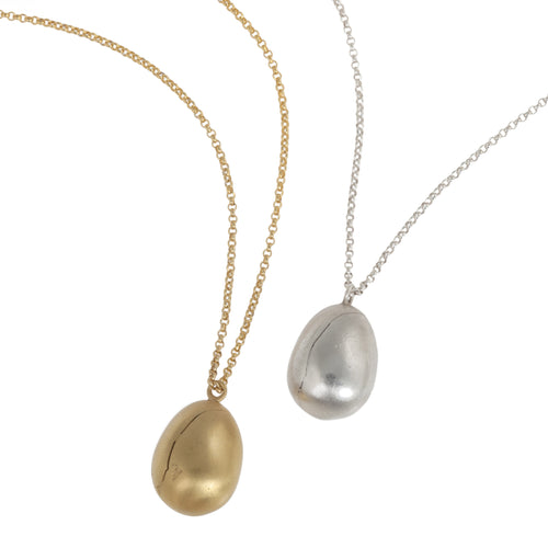 Silver and Gold Chipped Egg Pendant