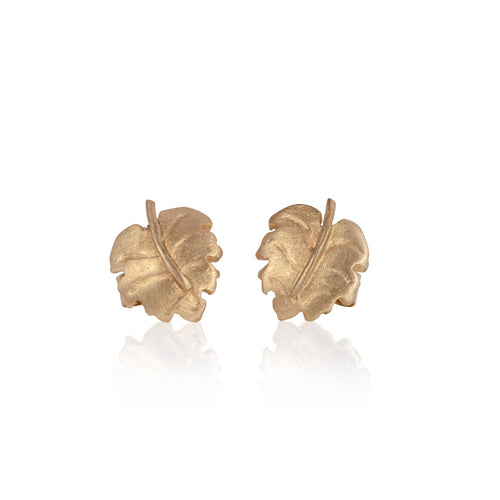 18ct Gold Oak Leaf Studs